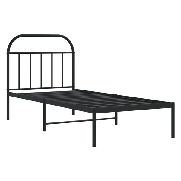 vidaXL Cadre de lit m&eacute;tal sans matelas avec t&ecirc;te de lit noir 90x190 cm