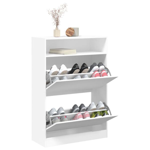 vidaXL Armoire &agrave; chaussures 2 tiroirs rabattables blanc 80x34x116 cm