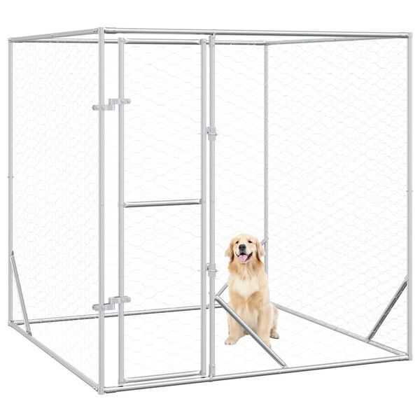 vidaXL Chenil d'ext&eacute;rieur pour chiens argent&eacute; 2x2x2 m acier galvanis&eacute;