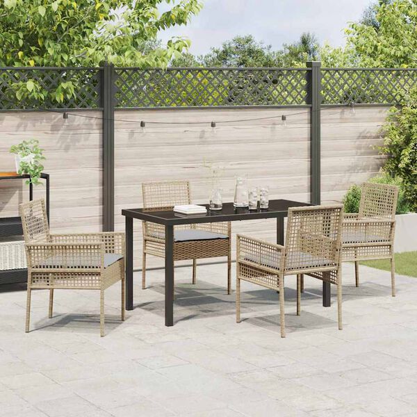 vidaXL Ensemble de salle &agrave; manger pour jardin 5 pcs Beige polyrotin