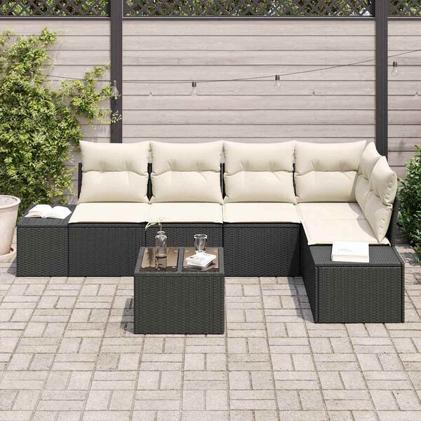 vidaXL Ensemble de canapé de jardin 6 pcs Noir polyrotin