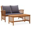 vidaXL Salon de jardin 2 pcs avec coussins bois d'acacia solide