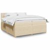 vidaXL Sommier &agrave; lattes de lit avec matelas Cr&egrave;me 200x200 cm Tissu