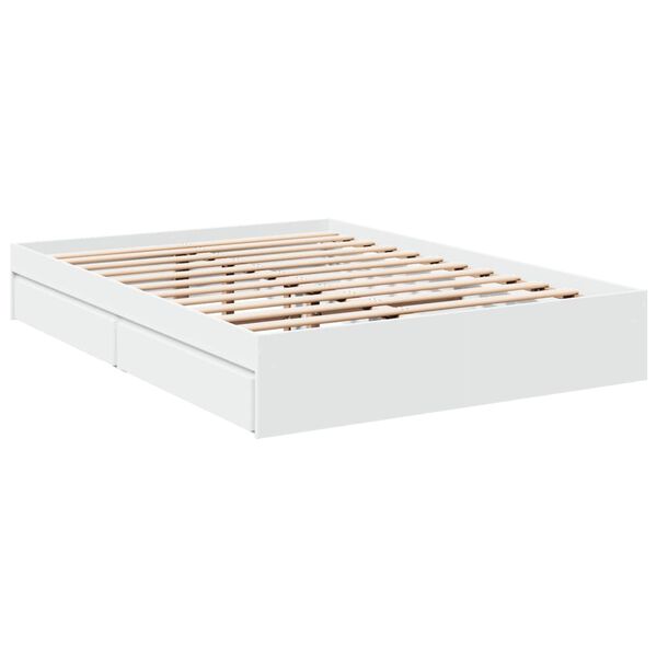 vidaXL Cadre de lit avec tiroirs sans matelas blanc 120x190 cm