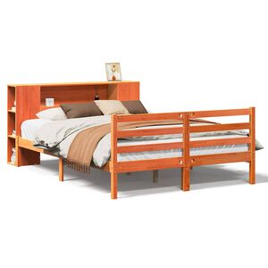 vidaXL Lit biblioth&egrave;que sans matelas cire marron 140x190 cm pin massif