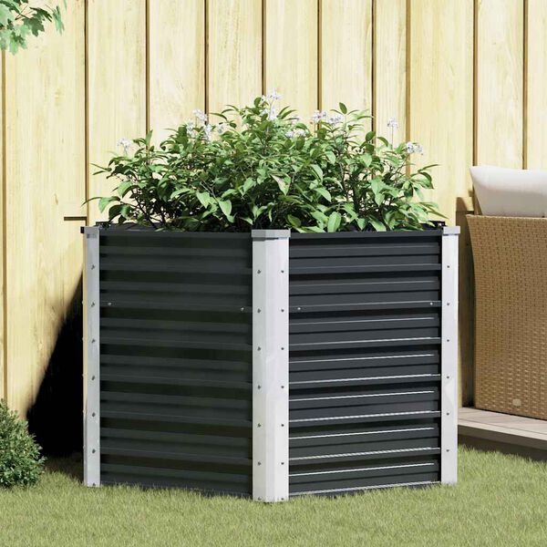 vidaXL Lit surélevé de jardin Anthracite 129x129x77 cm Acier galvanisé