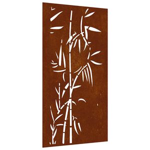 vidaXL D&eacute;coration murale jardin 105x55 cm acier corten design bambou