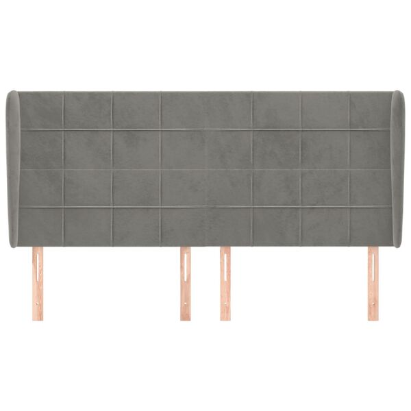 vidaXL T&ecirc;te de lit avec oreilles Gris clair 163x23x118/128 cm Velours
