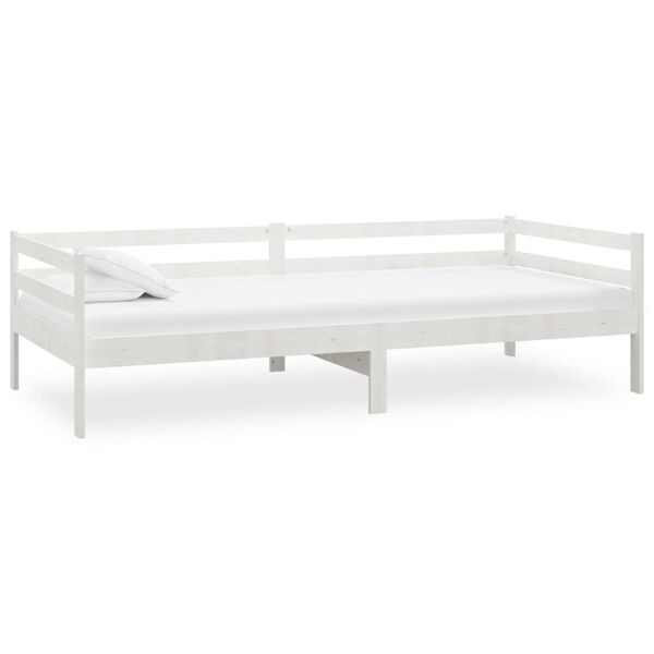 vidaXL Lit de repos avec matelas 90x200 cm Blanc Bois de pin massif