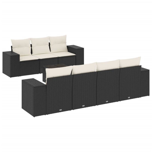 vidaXL Salon de jardin 8 pcs avec coussins noir r&eacute;sine tress&eacute;e