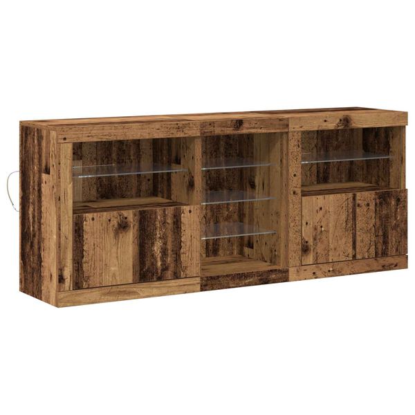vidaXL Buffet LED Bois ancien 162 x 37 x 67 cm Bois d'ing&eacute;nierie