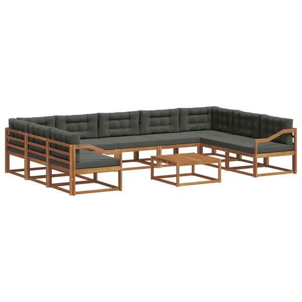 vidaXL Ensemble de canap&eacute;s d'ext&eacute;rieur 10 pcs Naturel et Anthracite