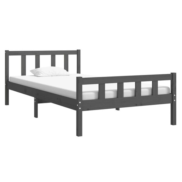vidaXL Cadre de lit sans matelas gris bois massif 100x200 cm