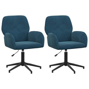 vidaXL Chaises de bureau pivotantes 2 pc 54 x 55 x 90 cm Bleu Velours