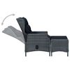 vidaXL Chaise inclinable de jardin tabouret r&eacute;sine tress&eacute;e gris fonc&eacute;