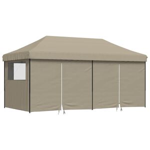 vidaXL Tente de r&eacute;ception pliable escamotable 4 parois lat&eacute;rales taupe