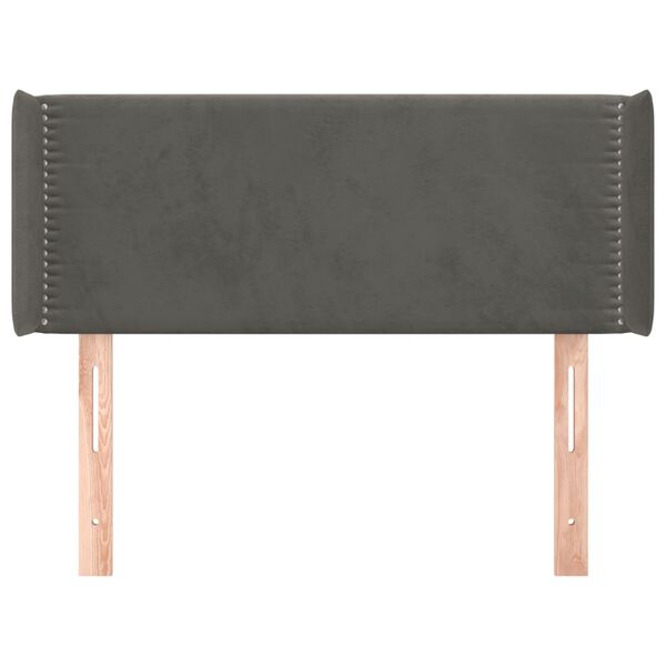 vidaXL T&ecirc;te de lit avec oreilles Gris fonc&eacute; 83x16x78/88 cm Velours
