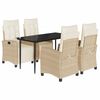 vidaXL Ensemble &agrave; manger de jardin avec coussins 5pcs Beige poly rotin