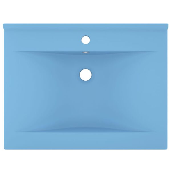 vidaXL Lavabo avec trou de robinet Bleu clair mat 60x46 cm C&eacute;ramique