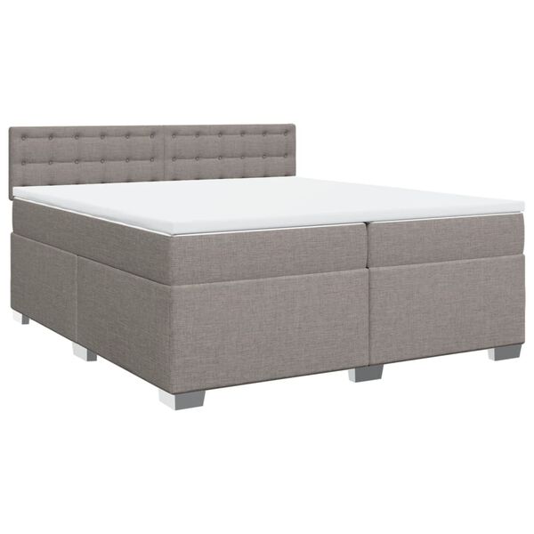 vidaXL Sommier &agrave; lattes de lit avec matelas Taupe 200x200 cm Tissu