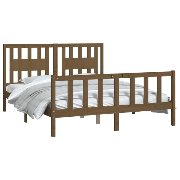 vidaXL Cadre de lit sans matelas marron bois massif