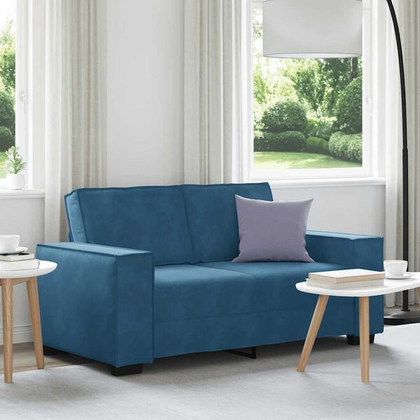 vidaXL Canap&eacute; &agrave; 2 places Bleu 120 cm Velours
