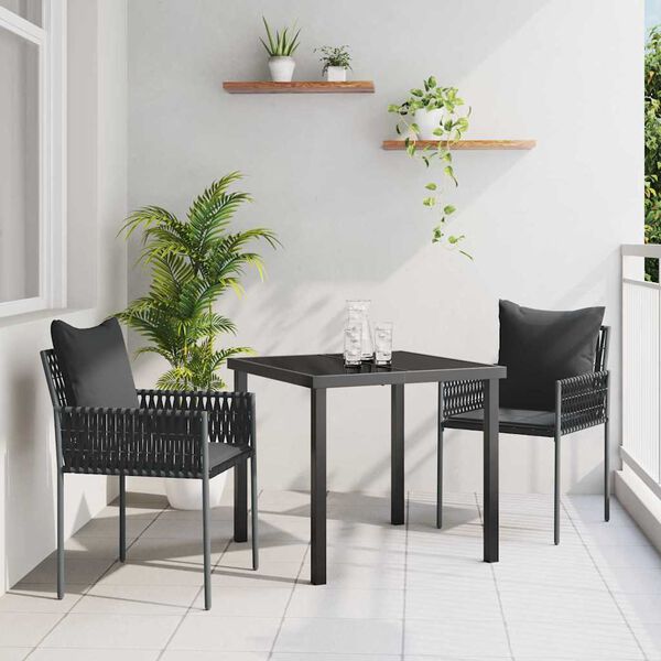 vidaXL Ensemble de salle &agrave; manger pour jardin 3 pcs Noir et gris