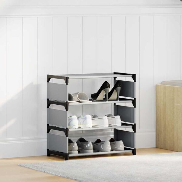 vidaXL &Eacute;tag&egrave;re &agrave; chaussures 4 niveaux gris 54x28x55 cm tissu non-tiss&eacute;