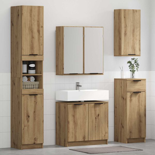vidaXL Ensemble de mobilier de salle de bain 3 pcs Ch&ecirc;ne artisanal