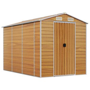 vidaXL Abri de jardin marron clair 191 x 300 x 198 cm en acier galvanis&eacute;