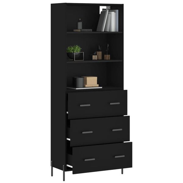 vidaXL Buffet haut Noir 69,5x34x180 cm Bois d'ing&eacute;nierie