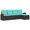 vidaXL Ensemble de canap&eacute; de jardin 5 pc Noir polyrotin