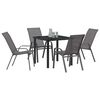vidaXL Ensemble de salle &agrave; manger pour jardin 5 pcs Gris et Noir