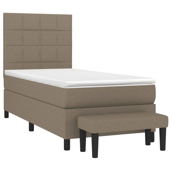 vidaXL Sommier &agrave; lattes de lit avec matelas Taupe 80x200 cm Tissu