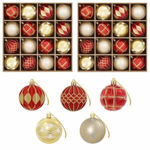 vidaXL Ensemble de boules de No&euml;l 32 pc Or et rouge &Oslash; 6 cm Plastique