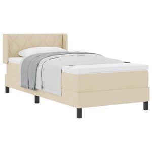 vidaXL Lit &agrave; ressorts avec matelas Cr&egrave;me 190 x 90 cm Polyester