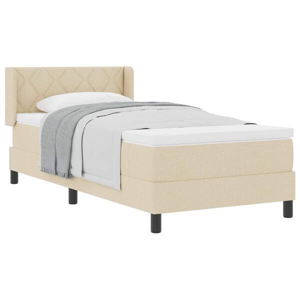 vidaXL Lit &agrave; ressorts avec matelas Cr&egrave;me 190 x 90 cm Polyester