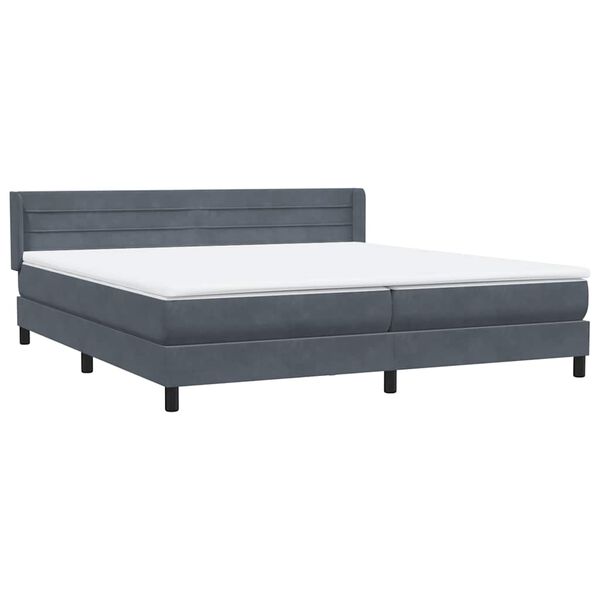 vidaXL Sommier &agrave; lattes de lit et matelas gris fonc&eacute; 200x210cm velours