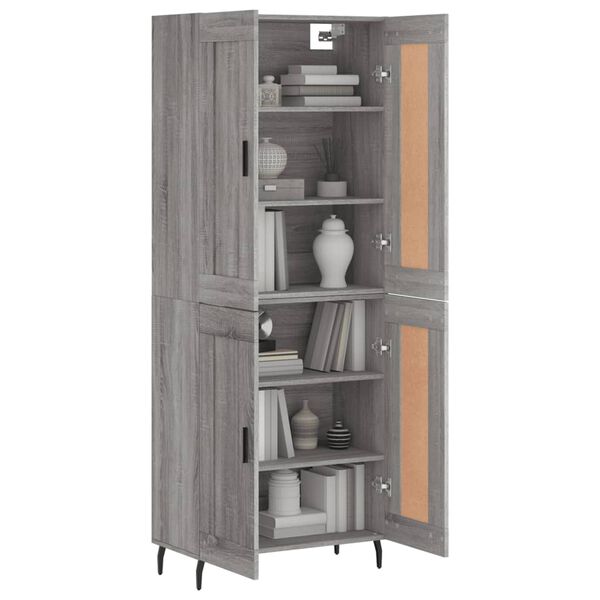 vidaXL Buffet haut Sonoma gris 69,5x34x180 cm Bois d'ing&eacute;nierie
