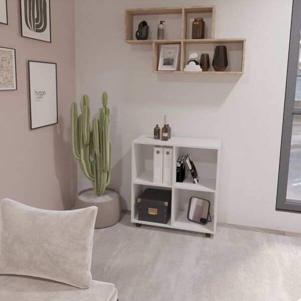 FMD &Eacute;tag&egrave;re sur roulettes pivotantes avec 4 compartiments Blanc