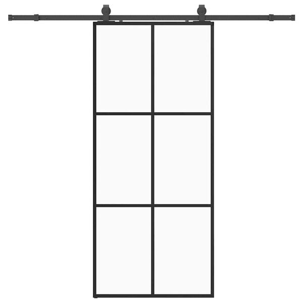 vidaXL Porte coulissante kit de quincaillerie noir 90x205 cm verre ESG