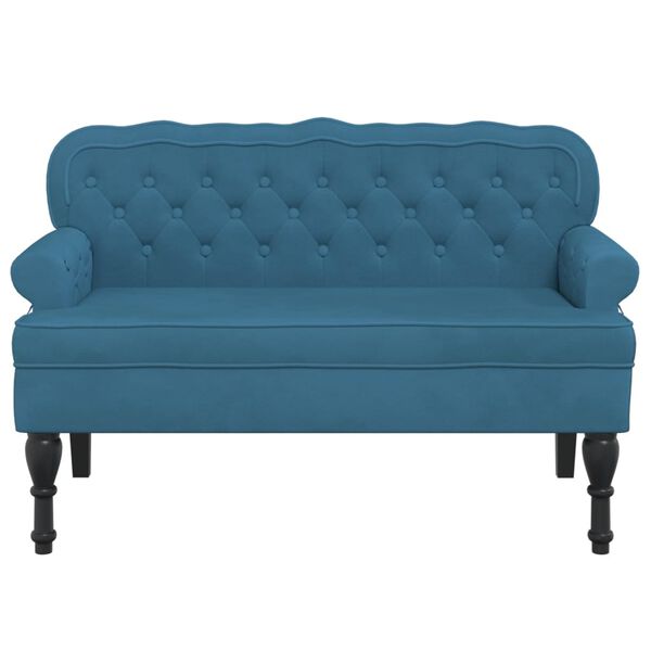 vidaXL Banc avec dossier bleu 119,5x64,5x75 cm velours