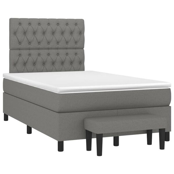 vidaXL Sommier &agrave; lattes de lit avec matelas Gris fonc&eacute; 120x200cm Tissu
