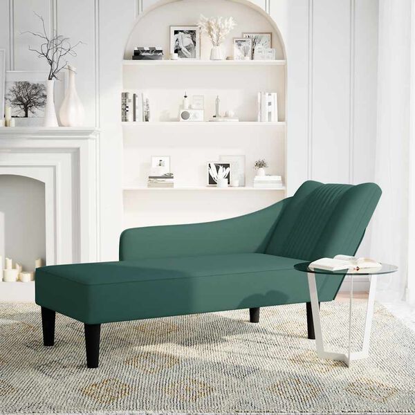 vidaXL Fauteuil long avec accoudoir droit vert fonc&eacute; velours