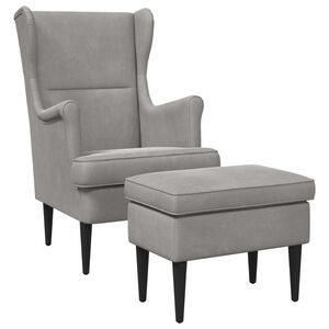 vidaXL Fauteuil avec pouf 2 pc Gris clair Velours