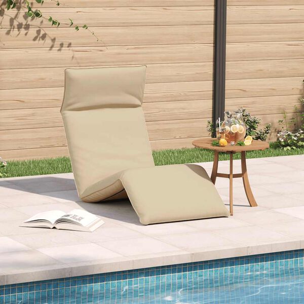 vidaXL Chaise longue pliante beige 175x54x8,5 cm tissu oxford