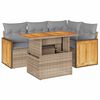 vidaXL Salon de jardin avec coussins 5 pcs beige r&eacute;sine tress&eacute;e acacia