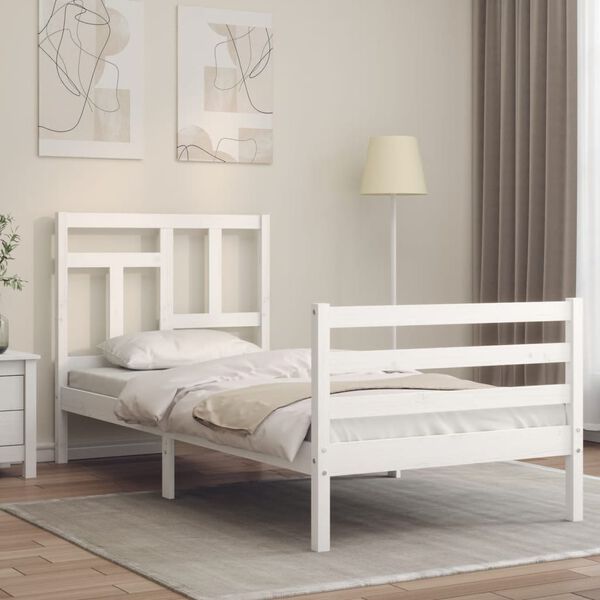 vidaXL Cadre de lit sans matelas blanc bois massif