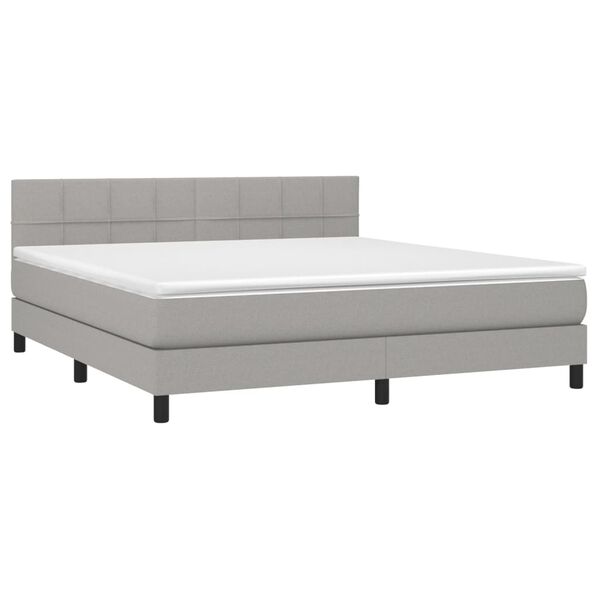 vidaXL Sommier &agrave; lattes de lit avec matelas Gris clair 180x200cm Tissu