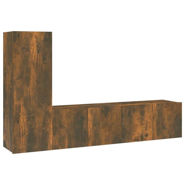 vidaXL Ensemble de meubles TV 3 pcs Ch&ecirc;ne fum&eacute; Bois d'ing&eacute;nierie